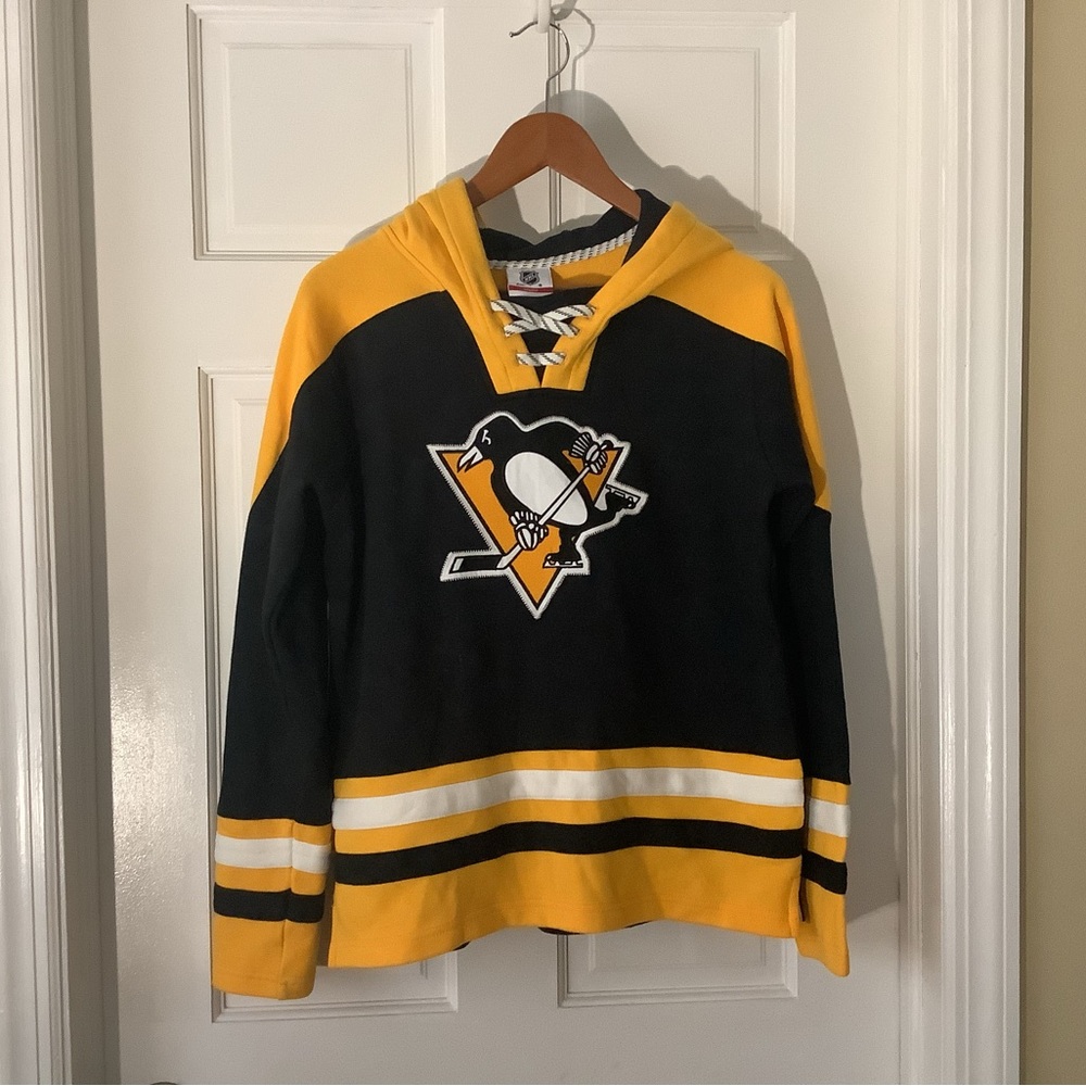 CROSBY #87 Youth Pittsburgh Penguins hoodie sweatshirt with v neck laces